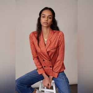 Anthropologie x Hutch Rita Plaid Blouse - size L NWT